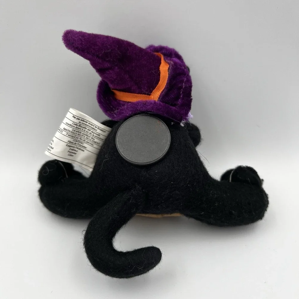 Vintage Hallmark Halloween Plush Black Cat Witch Fridge Magnet Pumpkin‎